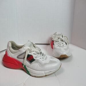 Gucci Rhyton Epilogue Sneaker Mens US 8 White Red Tennis Shoe Designer